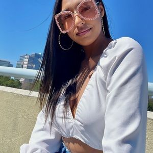 Pink Rhinestone Sunglasses